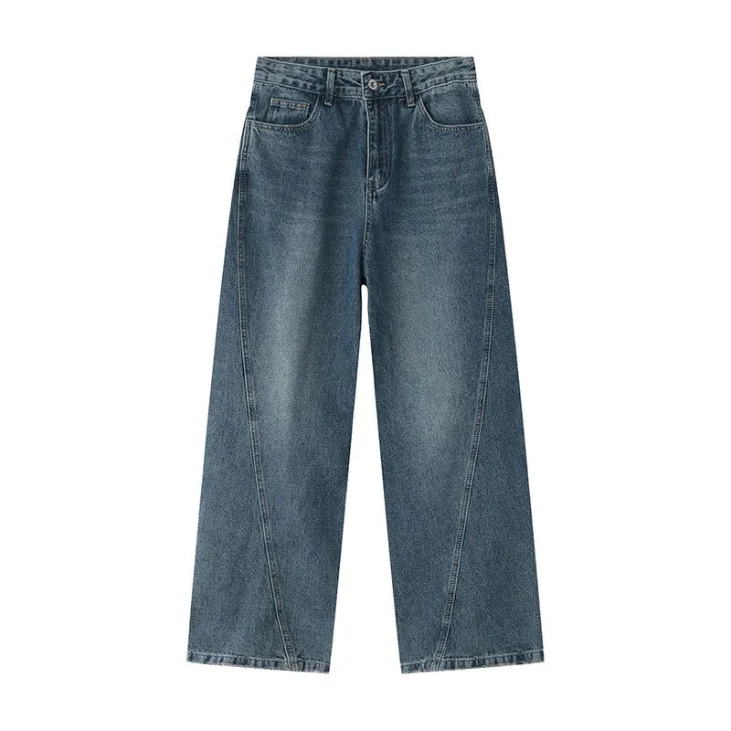 Hearujoy Men's Pants Spring 2023 New Casual Trousers Jeans Loose Wide Leg Simple Korean Fashion Vintage Pocket Design 9A7043