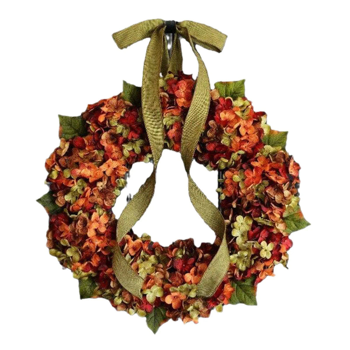 YICKYUE  -  1pc Elegant Autumn Hanging Wreath with Hydrangea Flowers - Classic Style, Wall-Mounted,Ideal for Christmas & Home Decor