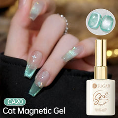YICKYUE  -  15ml Blue Green Cat Magnetic Gel Nail Polish Glass Beads Varnish Soak Off Semi Permanent UV Gel For Nail Salon