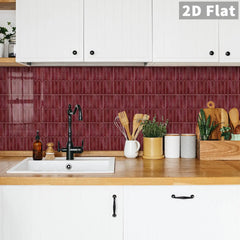 YICKYUE  -  14pcs Self-adhesive tile wall stickers, classic striped design, suitable for kitchens, bathrooms, and home décor.