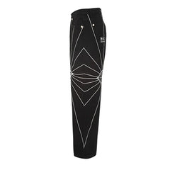 Hearujoy Streetwear Spider Web Embrodiery Black Jeans for Men and Women Straight Ropa Hombre Baggy Denim Trousers Loose Cargo pants