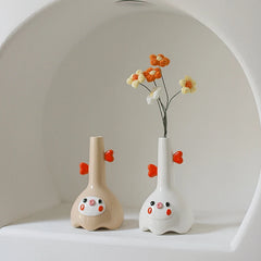 YICKYUE  -  Cute Cartoon Ceramic Hydroponic Planter, Mini Flower Pot, Dried Flower Vase, Creative Desktop Decor & Gift for Living Room