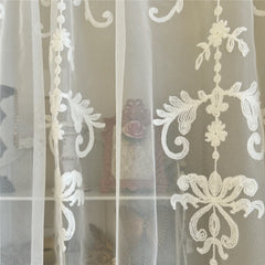 YICKYUE  -  French Romantic Short Curtain White Lace Curtain Kitchen Bathroom Half Curtains for Livingroom Embroidery Door Curtain Custom