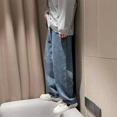 Hearujoy Straight Casual Jeans Men Simple Daily Streetwear Loose Trousers Mens Wide Leg Harem Pants Spring Autumn Korean Fashion Jeans
