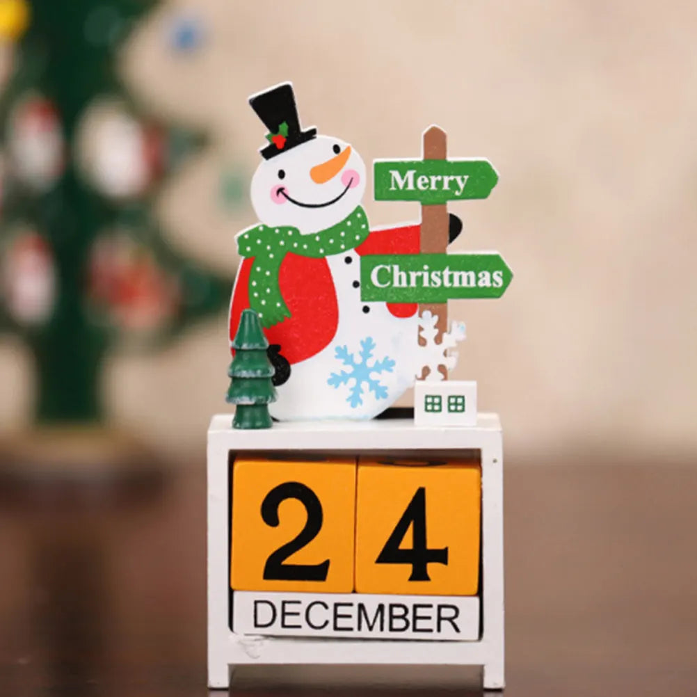 YICKYUE  -  Christmas Wooden Countdown Calendar Desktop Decoration Adornment Decorative Crafts for Table Living Room Kitchen
