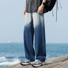 Hearujoy Blue Vintage Jeans Men Fashion Retro Casual Jeans Men Streetwear Hip-hop Loose Straight Jeans Mens Gradient Denim Trousers M-3XL