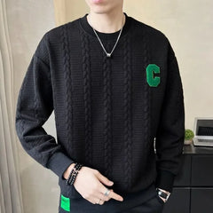 Hearujoy Plain Top Sweatshirts White Unicolor Round Neck Men's Clothing Printed T Shirt for Man Long Sleeve Harajuku Fashion Bulk Funny F