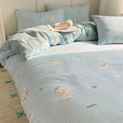 YICKYUE  -  New Pure Cotton Cute Printed Bedding Sets Cartoon Nude Sleeping Skin Friendly Comforter Set Adult Bedsheet Kit for All Seasons