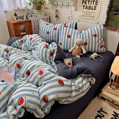 YICKYUE  -  3/4pcs Bedding Set Butterfly Printing Duvet Cover Set WIth Sheet Twin Full Queen Bed Linen Boy Girl Adult Polyester Home Bedding