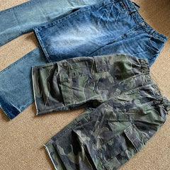 Hearujoy American Style Washed Camouflage Loose Men's Cargo Shorts Street Niche Workwear Pocket Design Male Trousers 24E1035