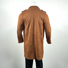 HEARUJOY  -  New Autumn And Winter American Street Retro Suede Jacket Mens Mid-Length Fashion Trend Lapel Windbreaker Double-Breasted Coat