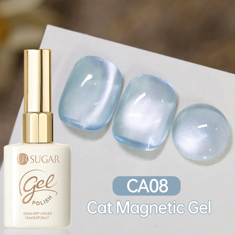 YICKYUE  -  15ml Blue Green Cat Magnetic Gel Nail Polish Glass Beads Varnish Soak Off Semi Permanent UV Gel For Nail Salon