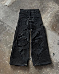 Hearujoy Harajuku Gothic Black Patchwork Ripped Baggy Jeans Oversized Wide Leg Straight Y2k Men’s Jeans Punk Rock Denim Pants Streetwear