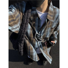 HEARUJOY  -  Brushed Plaid Long Sleeve Mens Shirt Autumn New Style Color Block Loose Versatile Fashion Casual Couple Cool Handsome Top