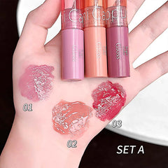 YICKYUE  -  3PCS Water Light Mirror Lip Gloss Set Hydrating Lightweight Liquid Lipstick Nature Moisturizing Lip Tint Lips Makeup Cosmetics