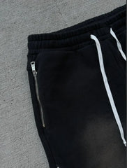 Hearujoy Black new style zipper trousers wide leg two-wear sports street American fashion retro casual washed couple casual pants