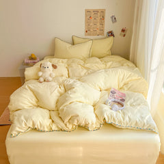 YICKYUE  -  Class A bed new cream wind solid color bed sheet four-piece set student quilt cover four-piece set household