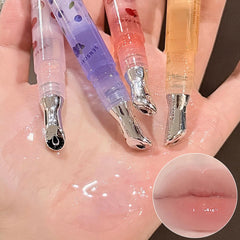 YICKYUE  -  Cute Pink Lip Gloss Hydrating Non Sticky Fruit Flavor Strawberry Peach Shiny Moisturizing Lip Balm Mirror Gloss Lip Oil Makeup