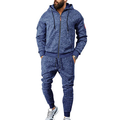 HEARUJOY  -  Men Sets Sweatshirts Cardigan Zipper Hooded Hoodies Skinny Pencil Pants Two Pieces Pockets Draw String Sports Casual Spring
