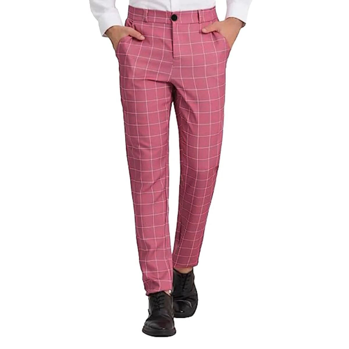 HEARUJOY  -  Elastic Waist Gym Sweatpants Male Business Suit Trousers Solid Color Button Plaid Large Size Refreshing Pants VêTement Homme
