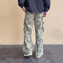 HEARUJOY  -  Y2K Fashion Side Pockets Camouflage Baggy Cargo Jeans Pants Men Clothing Wide Leg Women Cotton Long Trousers Pantaloni Uomo