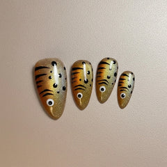 YICKYUE  -  24pcs Halloween Cat Eyes False Nails With Fish Designs Almond Press On Nails Gradient Resin Manicure Nail Art For Daily Wear