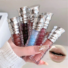 YICKYUE  -  Mirror Water Lip Gloss Nude Tea Brown Lip Glaze Shimmer Moisturizing No Sticky Sexy Plump Purple Glass Jelly Liquid Lipstick Oil