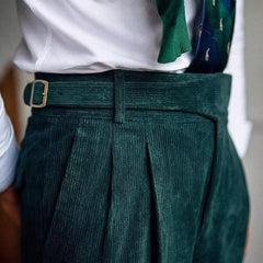 HEARUJOY  -  Italian Style Corduroy Naples Suit Pants Men High-waisted Adjustable Belt Straight Trousers Autumn  England Business Casual Pant