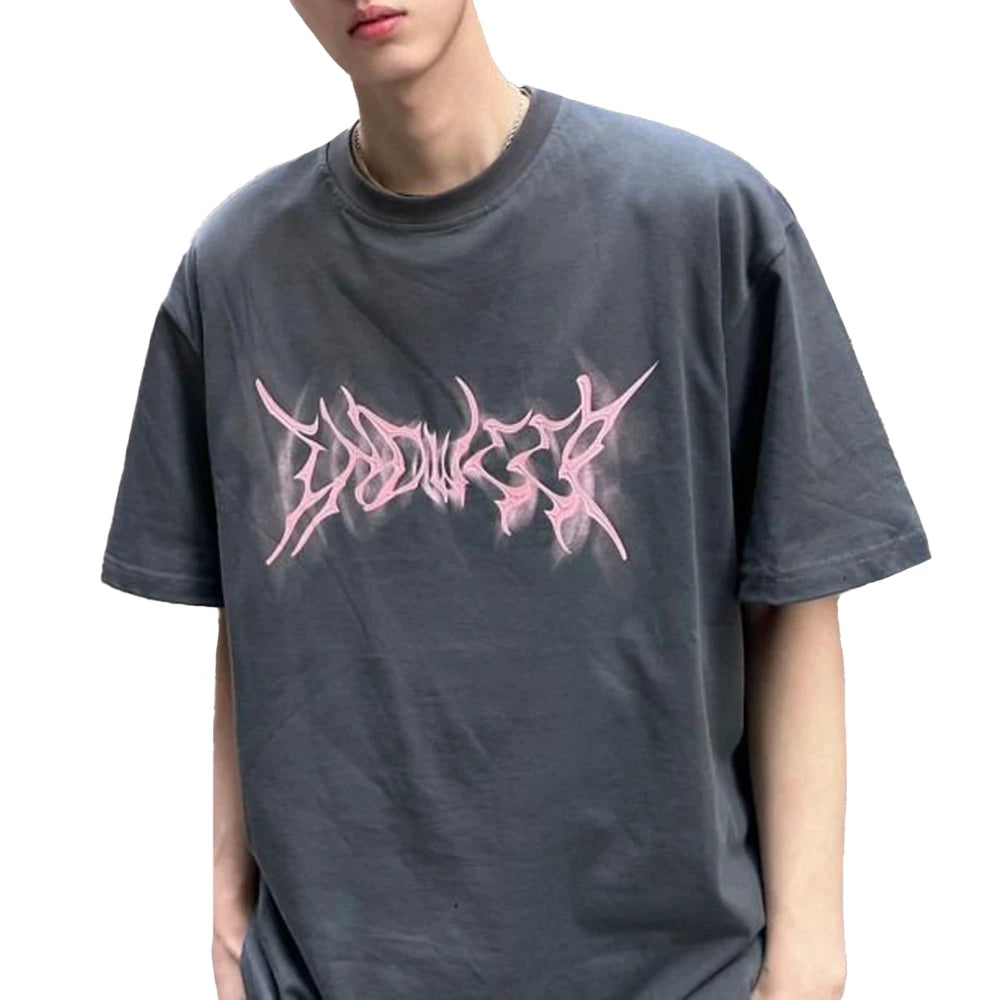 Hearujoy Pure Cotton American High Street Short-Sleeved T-Shirt For Men Summer Casual Loose Large Size Trendy Printed Hip-Hop Top