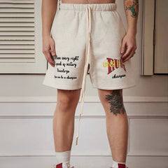 Hearujoy Mens Letter Print Casual Fitness Shorts Genderless 2024 New Fashion Sports Simple Comfortable Streetwear Simple Shorts Unisex