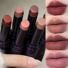 YICKYUE  -  6 Colors Punk Dark Red Lip Gloss Matte Lipstick Lasting Waterproof Smoky Dark Nude Purple Durable Natural Lip Tint Korea Makeup