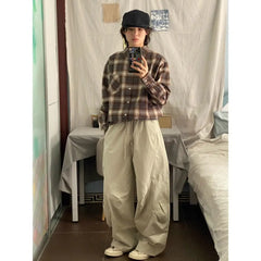 HEARUJOY  -  Japanese Retro Pleated Wide-leg Men Spring and Autumn Simple Elastic Waist Work Casual Pants