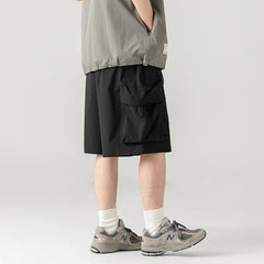 Hearujoy Khaki Cargo Shorts Men Techwear Korean Casual Pants Male Jorts for Men Summer Loose Japanese Streetwear Hip Hop Pocket