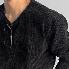 HEARUJOY  -  Autumn Men's Solid Color Knitted Long-Sleeved T-Shirt American Retro Fashion Trend Loose Street Casual Breathable Men's New Tops