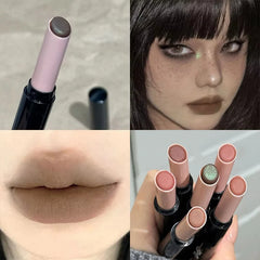 YICKYUE  -  1Pc Matte Red Brown Lipstick Waterproof Matte Shimmer Lipstick Nude Lip Gloss Natural Rouge Balm Long-lasting Makeup Stick