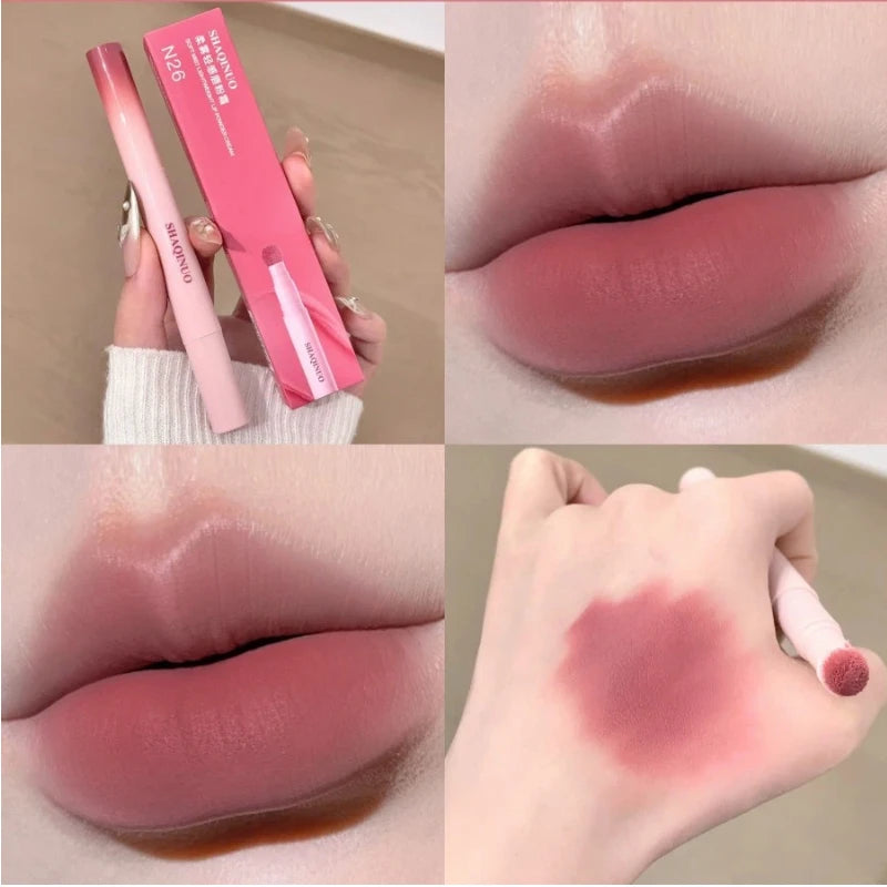 YICKYUE  -  Velvet Lip Gloss Matte Grey Pink Red Shiny Lipstick Long Lasting Waterproof Lip Mud Non-fading Lips Cosmetic Makeup