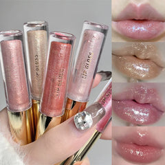 YICKYUE  -  Pearl Diamond Glitter Lip Glaze Long-lasting Moisturizing Plumping Gloss Lip Tint Oil Makeup Mirror Water Light Liquid Lipsticks