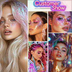 YICKYUE  -  Sparkling Sequins Glitter Gel Stick 8 Colors Sequin Body Glitter Cosmetic Stick Hair Glitter Stick Festival Makeup for Christmas