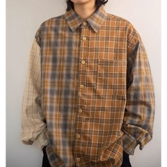 HEARUJOY  -  New Arrival Mens American Style Trendy Plaid Patchwork Long Sleeve Shirt Spring New Style Casual Versatile Shirt Outerwear