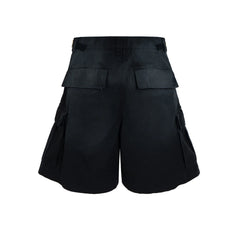 Hearujoy Vintage Ripped Damaged Black Cargo Shorts for Men High Street Wide Leg Baggy Overalls Distressed Summer Knee Length Pants
