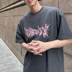 Hearujoy Pure Cotton American High Street Short-Sleeved T-Shirt For Men Summer Casual Loose Large Size Trendy Printed Hip-Hop Top