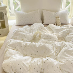 YICKYUE  -  Minimalist Polka Dot Style Bedding Set Duvet Cover Set Four Piece Bedding Set Bed Sheet Fully Enclosed for Home