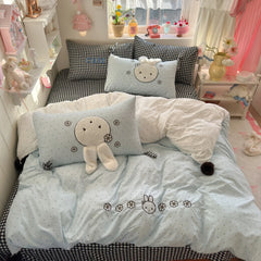 YICKYUE  -  3/4Pcs Bedding Set Kawaii Bedding Double Bed Single Bed Linen Cartoon Sets Full Four-Season Bedding Rabbit Full-Size