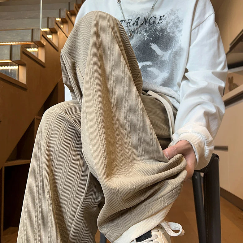 Hearujoy Autumn Casual Pants Men Fashion Oversized Wide Leg Pants Men Streetwear Hip-hop Loose Straight Pants Mens Vintage Trousers