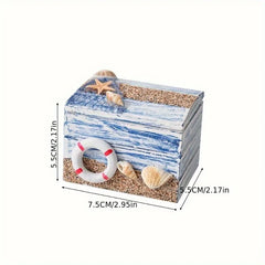 YICKYUE  -  4pcs Mediterranean Wooden Storage Box Jewellery Organiser Small Wooden Box From Ocean for Beach-Themed Displays Home Decoration