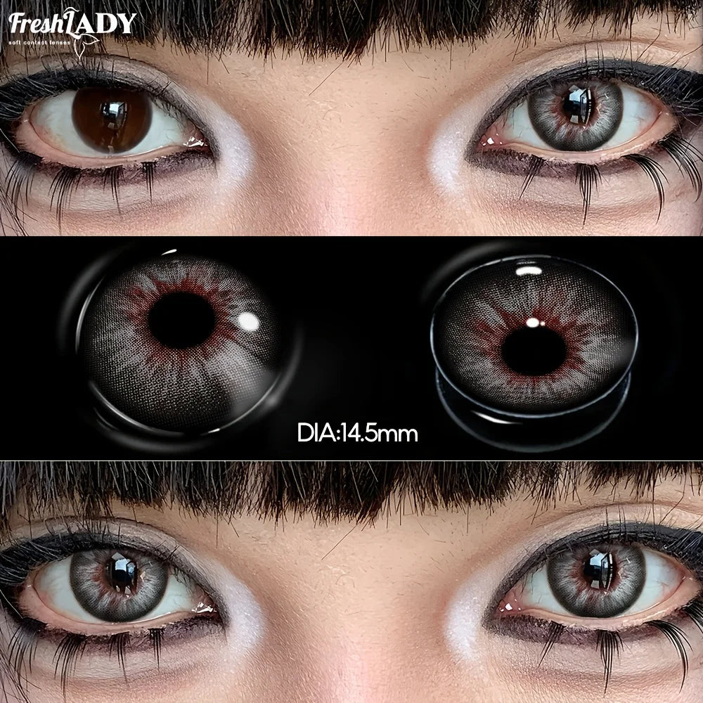 YICKYUE  -  2pcs Cosplay Color Contact Lenses Yellow Black Soft Contact Lenses Halloween Role Play Party Crazy Cosmetic Lense 14.50mm