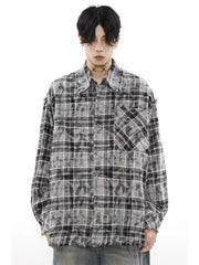 Hearujoy Harajuku Plaid Shirts Coat Men Oversize Long Sleeve Men's Checkered Cardigan Blouses Male Japanese Streetwear Hip Hop
