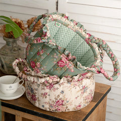 YICKYUE  -  Pastoral Fabric Storage Basket Sundries Toys Cosmetics Storage Basket Home Decoration Cute Floral Underwear Storage Basket