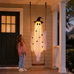 YICKYUE  -  Large Hanging Swing Ghost With Led Lights Hanging Swing Ghost Spooky Swing Ghost For Garden Patio Yard Porch Outdoor Holiday