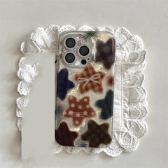 YICKYUE  -  Korean Winter Cute Brown Checkered Patten Phone Case For iPhone 17AIR 16 15 14 13 12 11 Pro MAX MINI XR XSMAX 7 8 Plus Y2K Cover